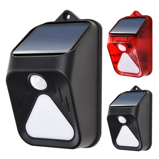 Solar Alarm Light Automatic Charging IP65 Waterproof Plastic Solar Powered Sound Alarm Strobe Security Light for Yard