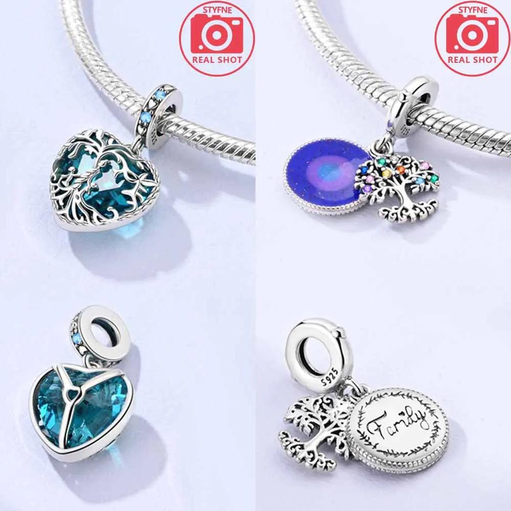 Pink Heart Zircon Hug Mother Son Tree Of Life Beads Fit Original Real Copper Stylish Bracelet Diy Mother'S Day Gift Jewelry Item