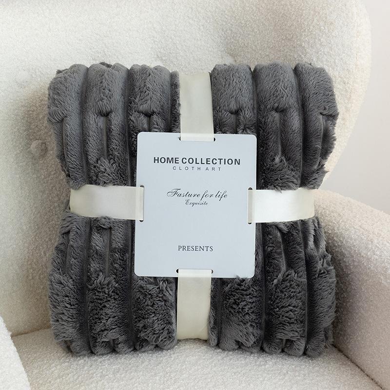 Soft and Comfortable Thickened Imitation Rabbit Down Bamboo Knot Blanket Leisure Office Nap Flannel Blanket