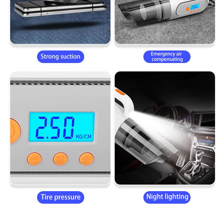 4 in 1 kabelgebundene Lade-Auto-Staubsauger-Luftpumpe, leistungsstarke automatische Reifendruckerkennung, aufblasbar