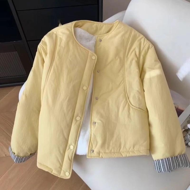 

Женское толстое бархатное желтое хлопковое пальто, корейская свободная внутренняя хлопковая куртка, зимняя универсальная женская однобортная верхняя одежда XXL жёлтый