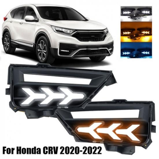 Pair For ~ Honda CRV Driving Fog Light Turn Signal Lamps 3~Color LED DRL