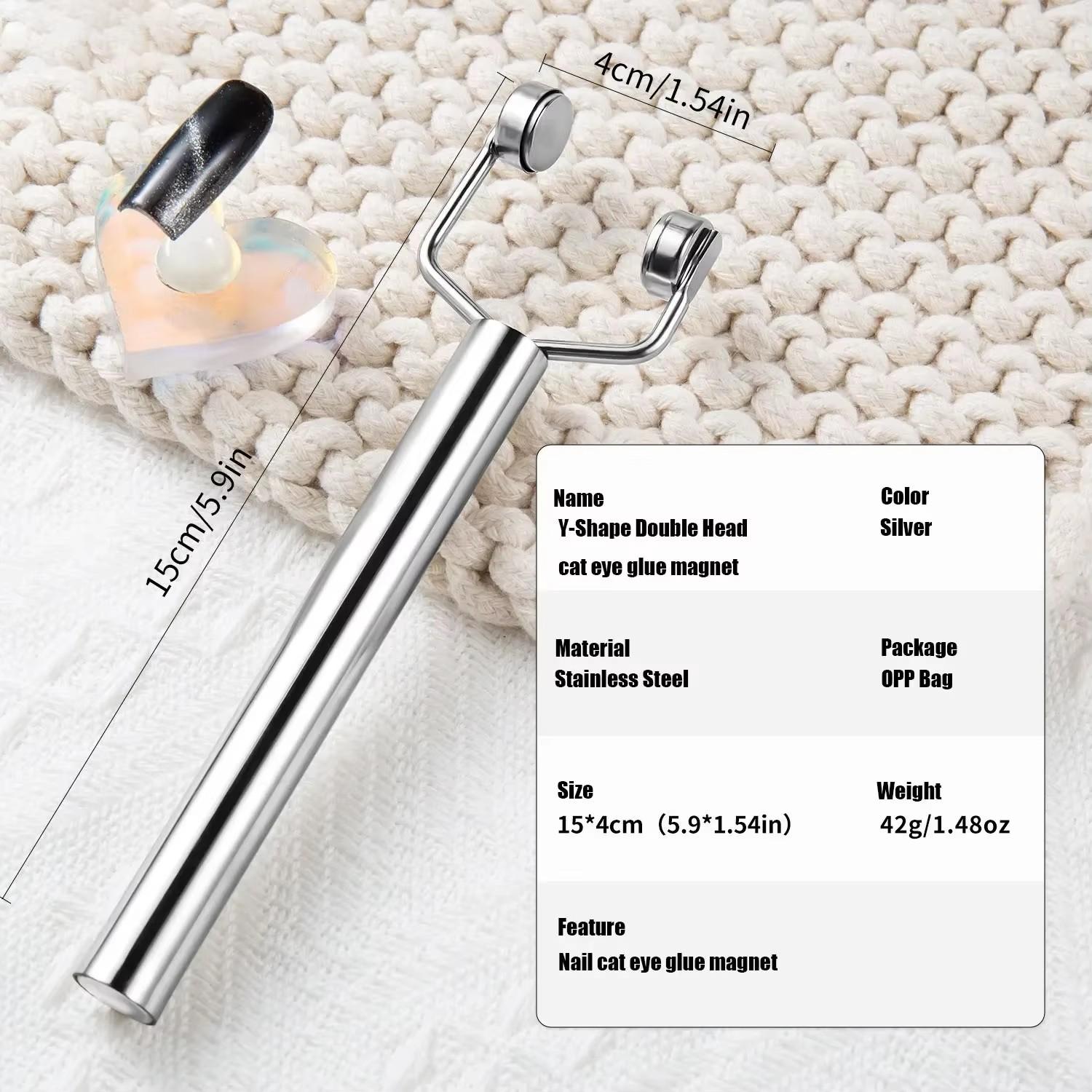 

Y-образная сильная магнитная палочка для дизайна кошачий глаз УФ-гель-лак для ногтей инструмент для маникюра эффект магнитная палочка 3 в 1 магнит для ногтей серебряный