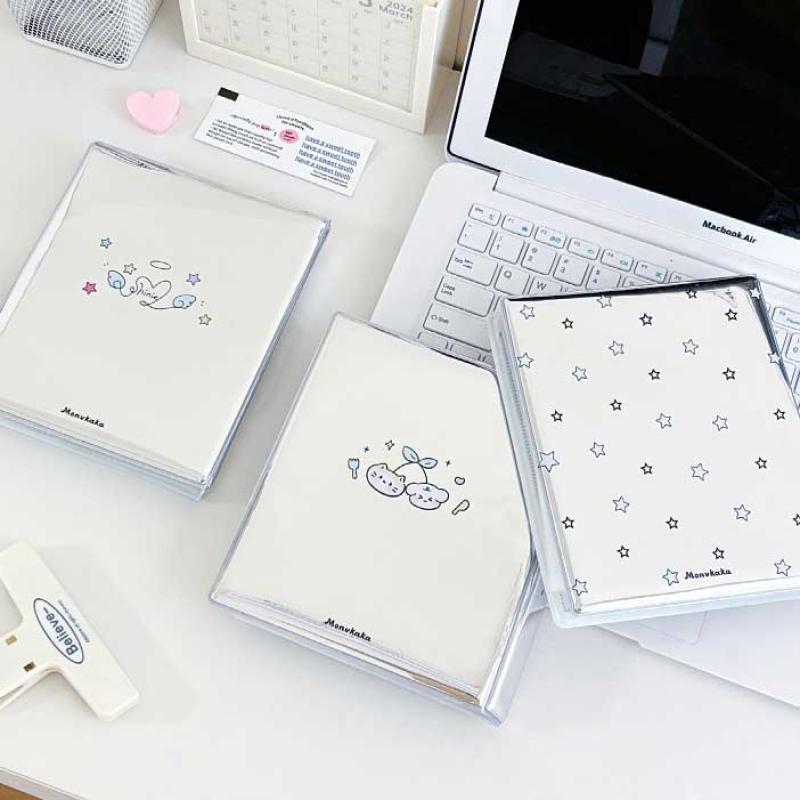 Cartoon 4 Grid Idol Card Photo Booth Album For 40 Pcs 2X6 Inch Photo Strips Bookmark 20 Pcs 4X6 4R Photo Holder