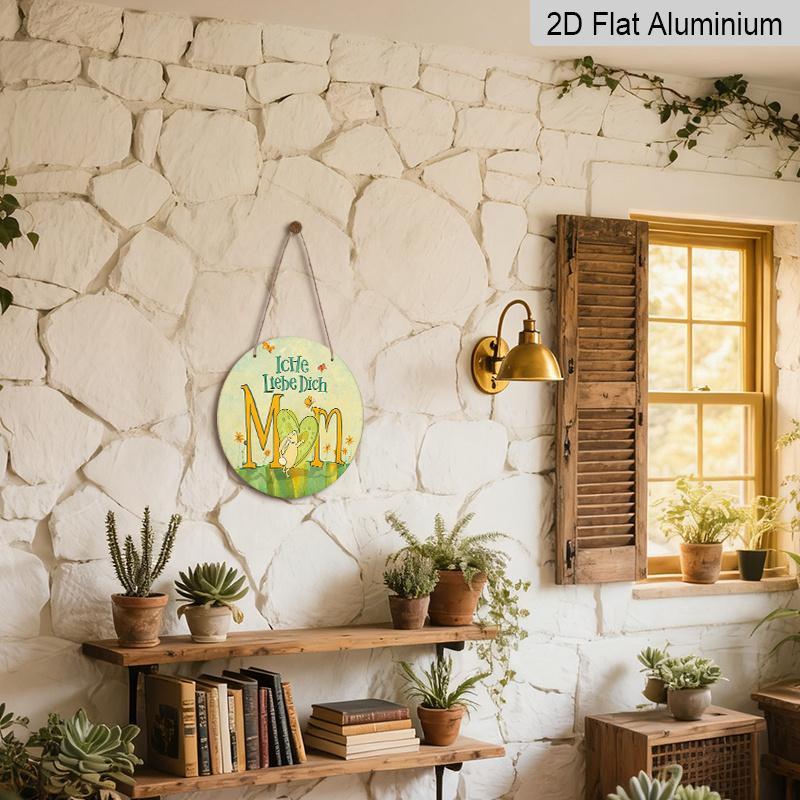 2D Flat - 1pc, 7.87X7.87 Inch 2D Flat Round Aluminum Sign, Vintage Aluminum Plaque About "I Love You Mom", Mother'S Day Decorative Sign, Suitable for