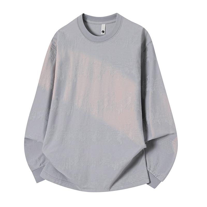 

Mu Qiu | Trendy American Jacquard Men s Loose Fit Long-Sleeve Round Neck Sports Pullover T-Shirt 2XL (80-90 kg)