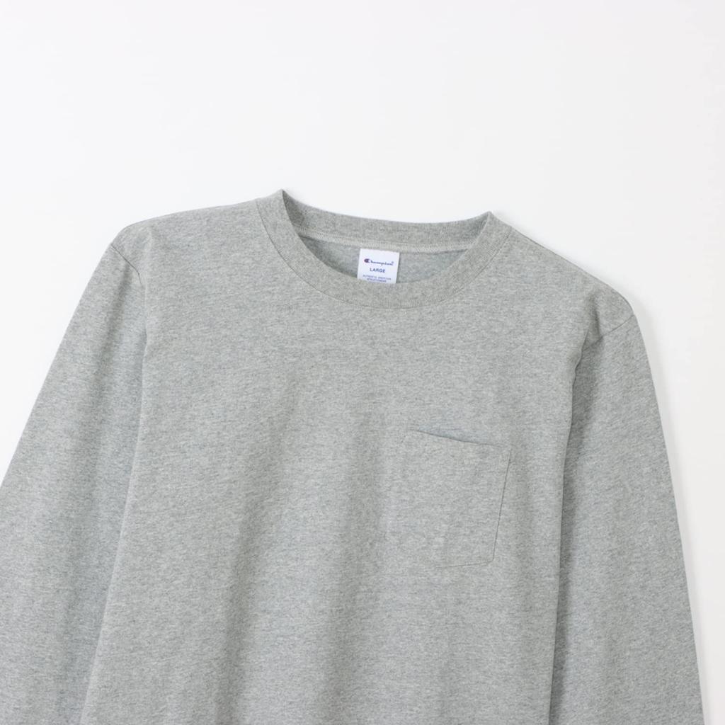 Champion Long Sleeve Crew T-Shirt, Neck, 100% Cotton, C3-W401Z-070-L