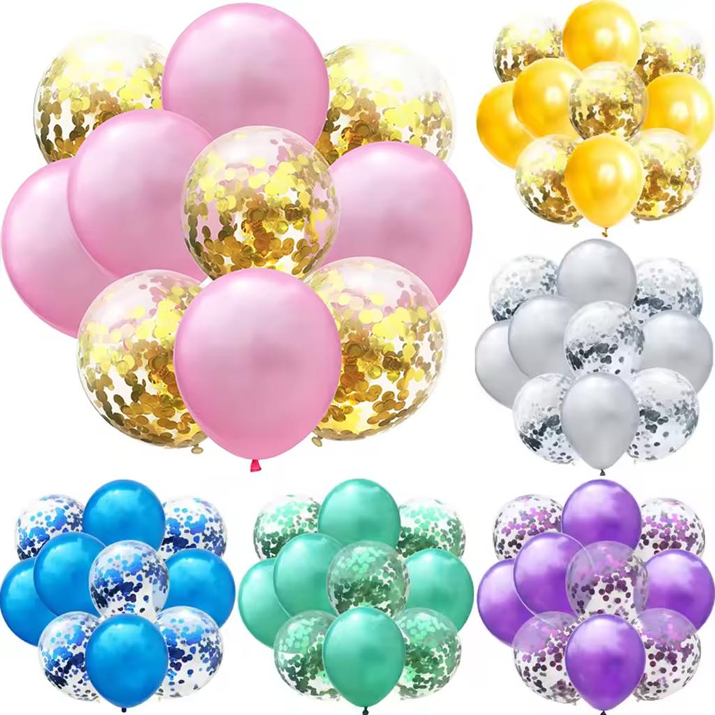10pcs Mix Black Silver Confetti Balloons Wedding Birthday Party Decoration Metallic Helium Balloon Baby Shower Glitter Globos
