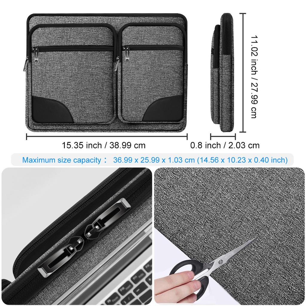15-inch Multi-pocket Laptop Waterproof and Shockproof Protective Inner Sleeve