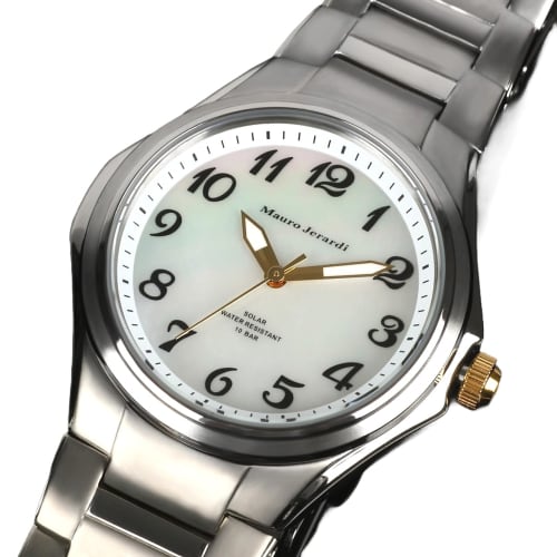 Mauro Geraldi Men's Solar Watch, Titanium, Lightweight, 10 ATM Water Resistant, MJ039 (MJ039-4/White)