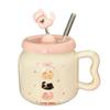 Creative Design Spring Kitten Ceramic Mug with Lid Cute Household Milk Oatmeal Cup Cartoon Cup Souvenir