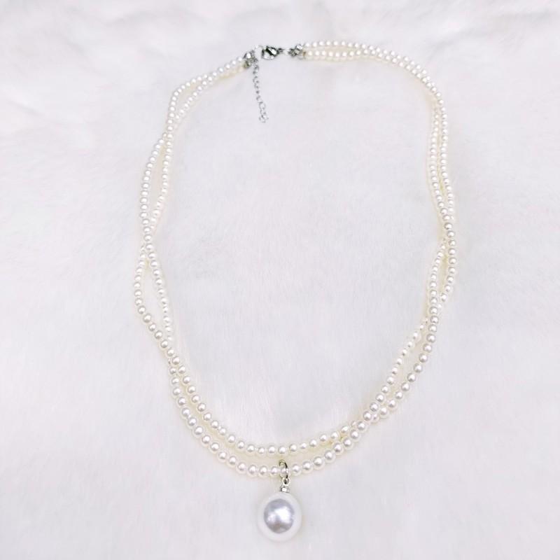

Fashion Internet celebrity explosion French necklace millet pearl small twist double collarbone chain women s neck chain