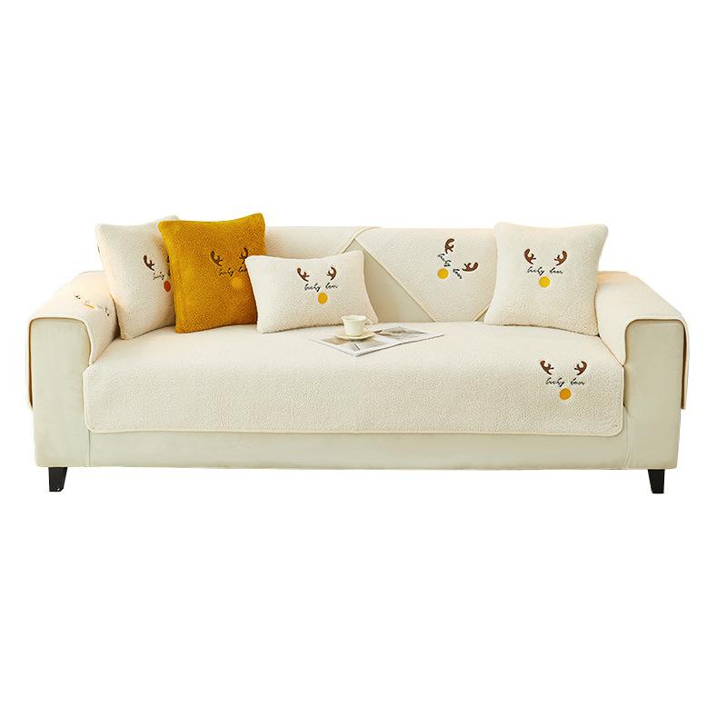 Christmas Lamb Wool Sofa Cushion Winter Thickened Non-Slip Nordic Simple Seat Cover Cover