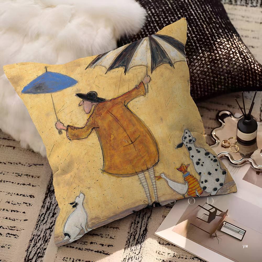 Sam Toft Konst Abstrakt Landskap Kärlek Hundar Kuddfodral Tecknad Gåva Kuddöverdrag Sovrum Hem Soffa Stol Sits Dekor Kuddvar