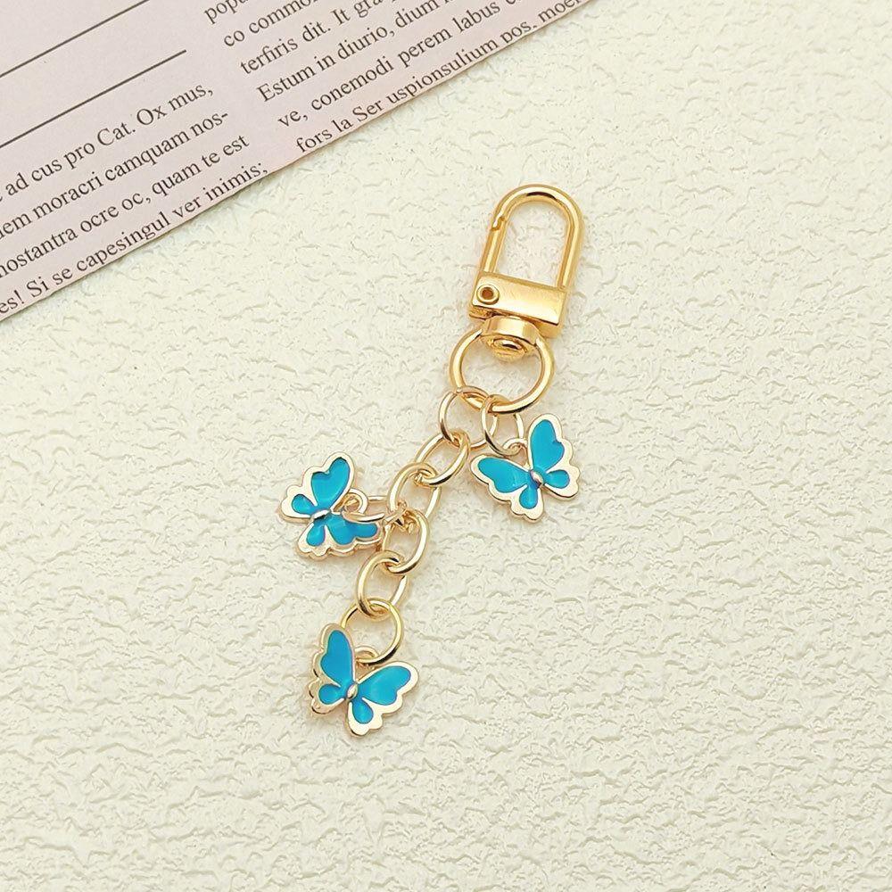7PCS Ornaments Crystal Bow Key Chain Y2K Key Ring Colorful Rhinestone Butterfly Keychain  Bag Decor