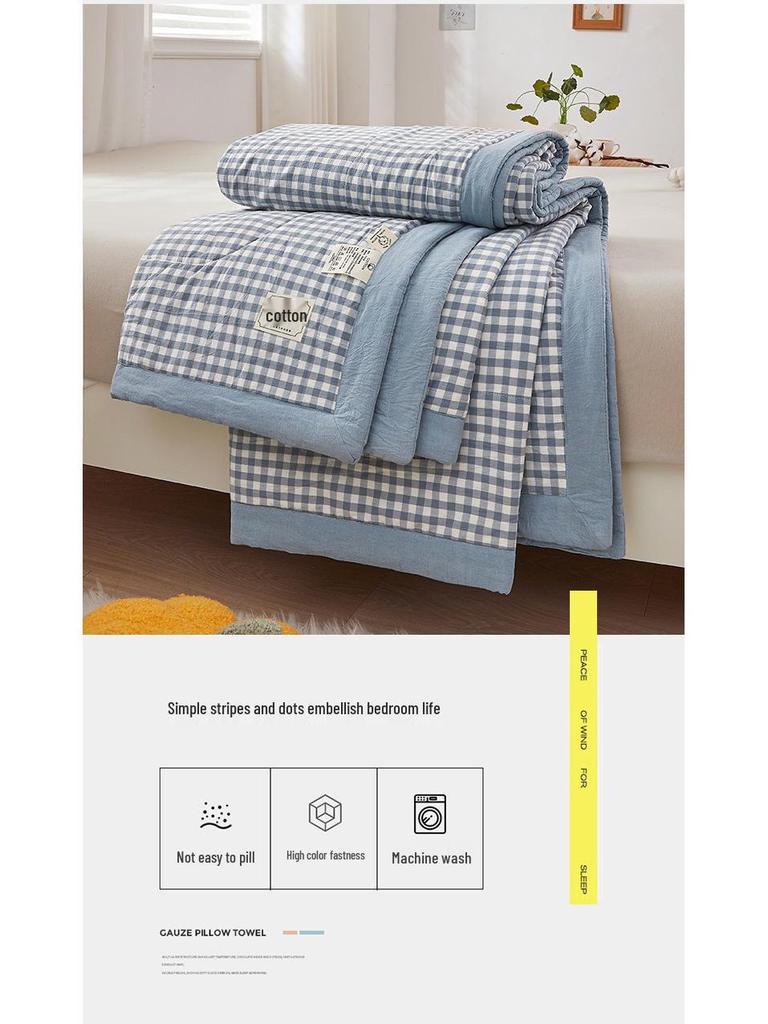 100% Cotton Summer Air Conditioning Quilt - Lightweight Quilt for Students and Children