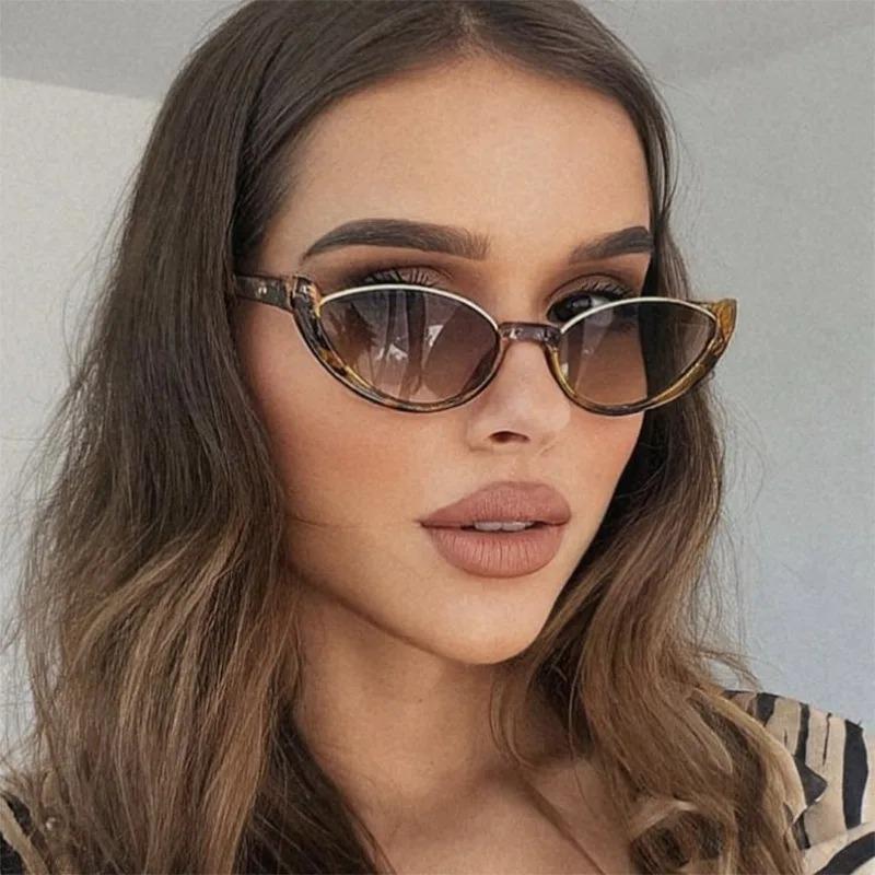 Vintage Small Cat Eye Sunglasses For Women Trendy Half-Frame Sun Glasses Retro Fashion  Style Shades Eyewear