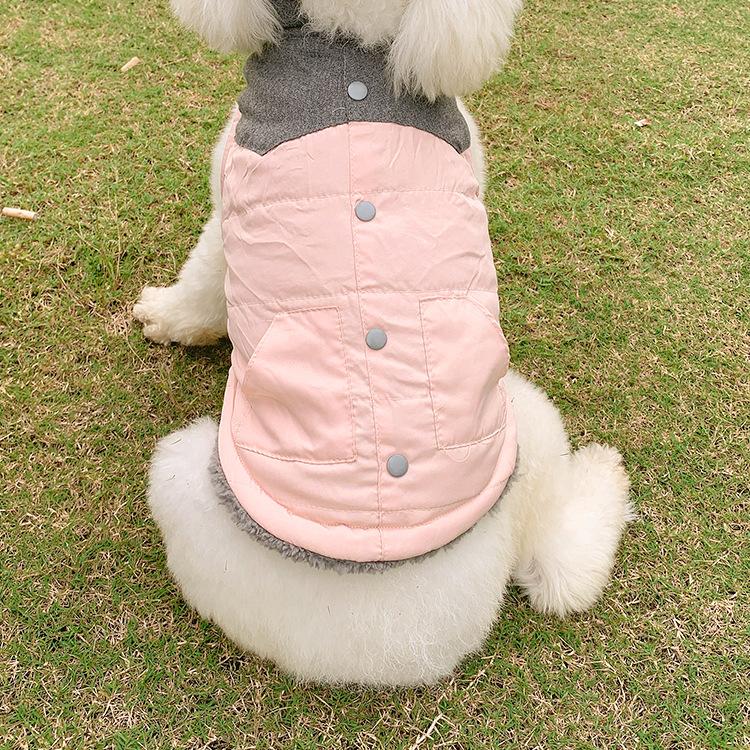 

Pet Puppy Dog Clothes Autumn and Winter Corgi Pomeranian Teddy Cotton Vest Lamb Fleece Sleeveless Bipeg Cotton Coat S (back length 20) розовый