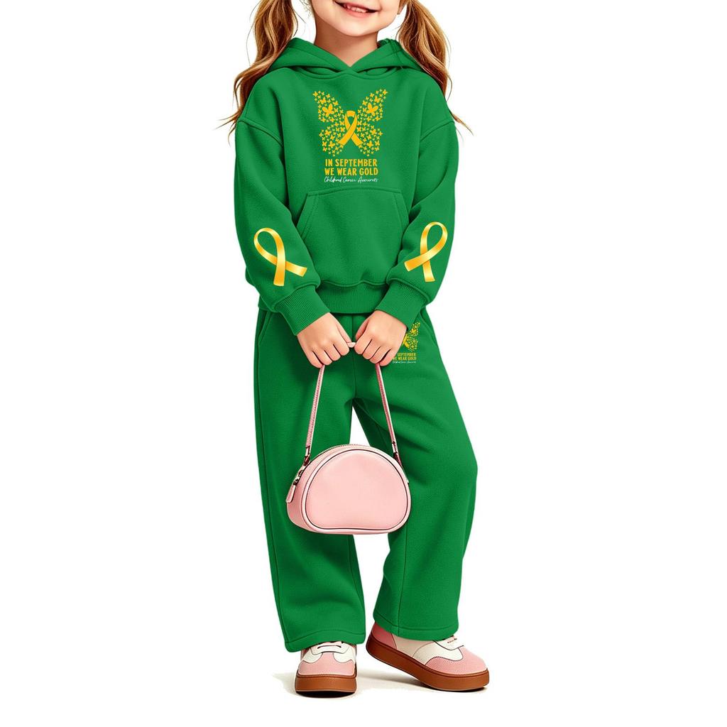 Girls' Print Hoodie and Sweatpants Set, 2-Piece Outfit for Casual Wear