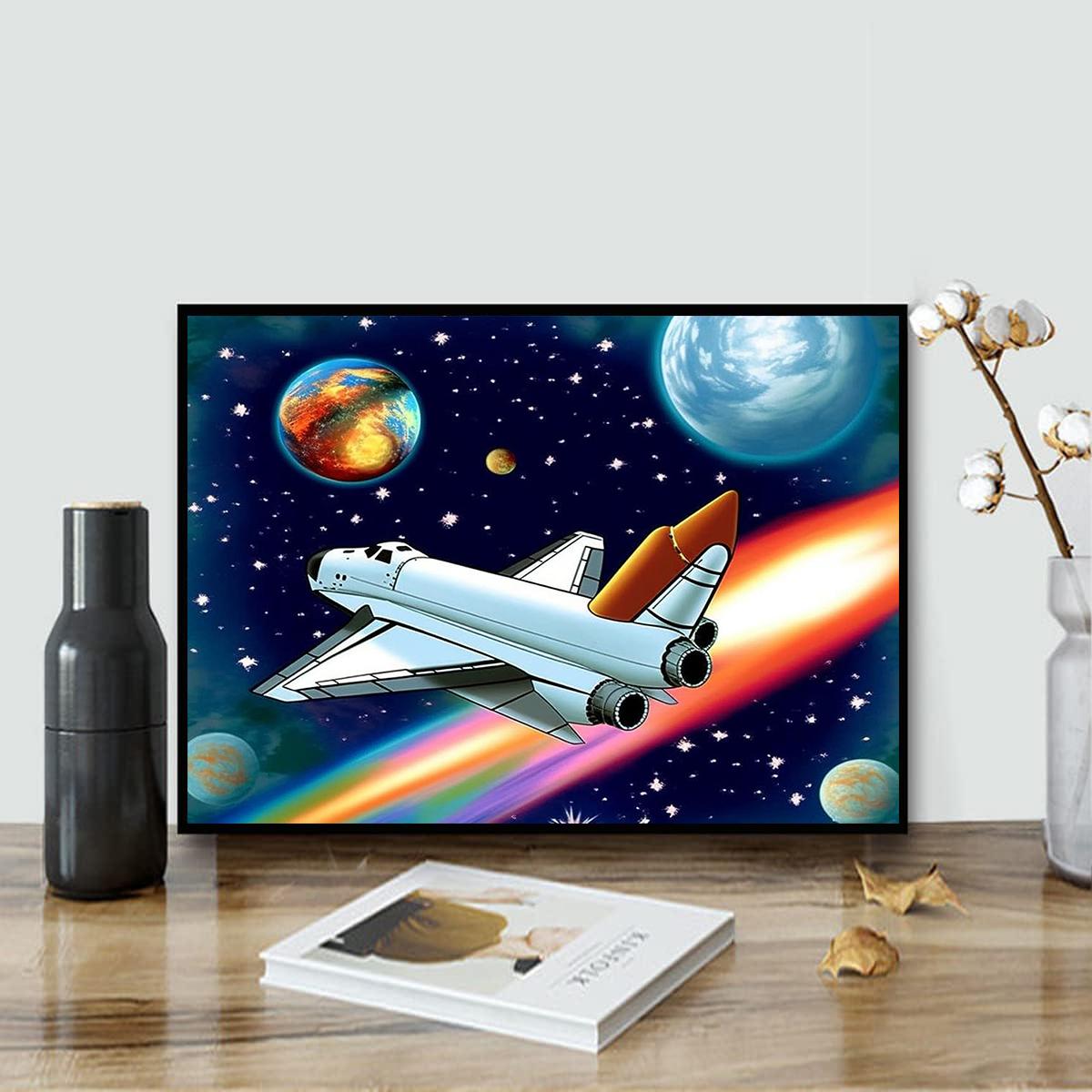 

5D DIY Алмазная картина Космический самолет Набор для вышивки крестом Мозаика Алмазная вышивка Роза Полный круглый квадратный дрель Украшение дома Round 30x40cm