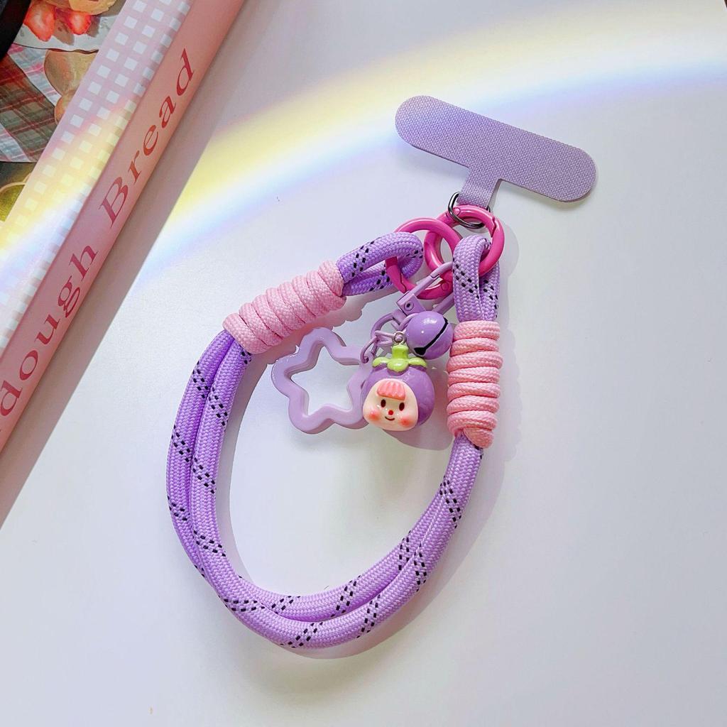 Colorful Candy Style Lanyard Phone Case with Dopamine Wrist Strap - Creative Cartoon Design