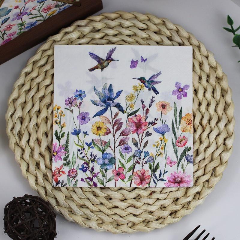 20 Stück/Packung Servietten mit Blumendruck Elegantes Tissue Geburtstag Hochzeitsfeier Dekoration