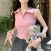 Polo Collar Sling Small Vest Women's Summer Outer Wear Breast Cover Short Sleeveless Inner Dopamine Thai Top