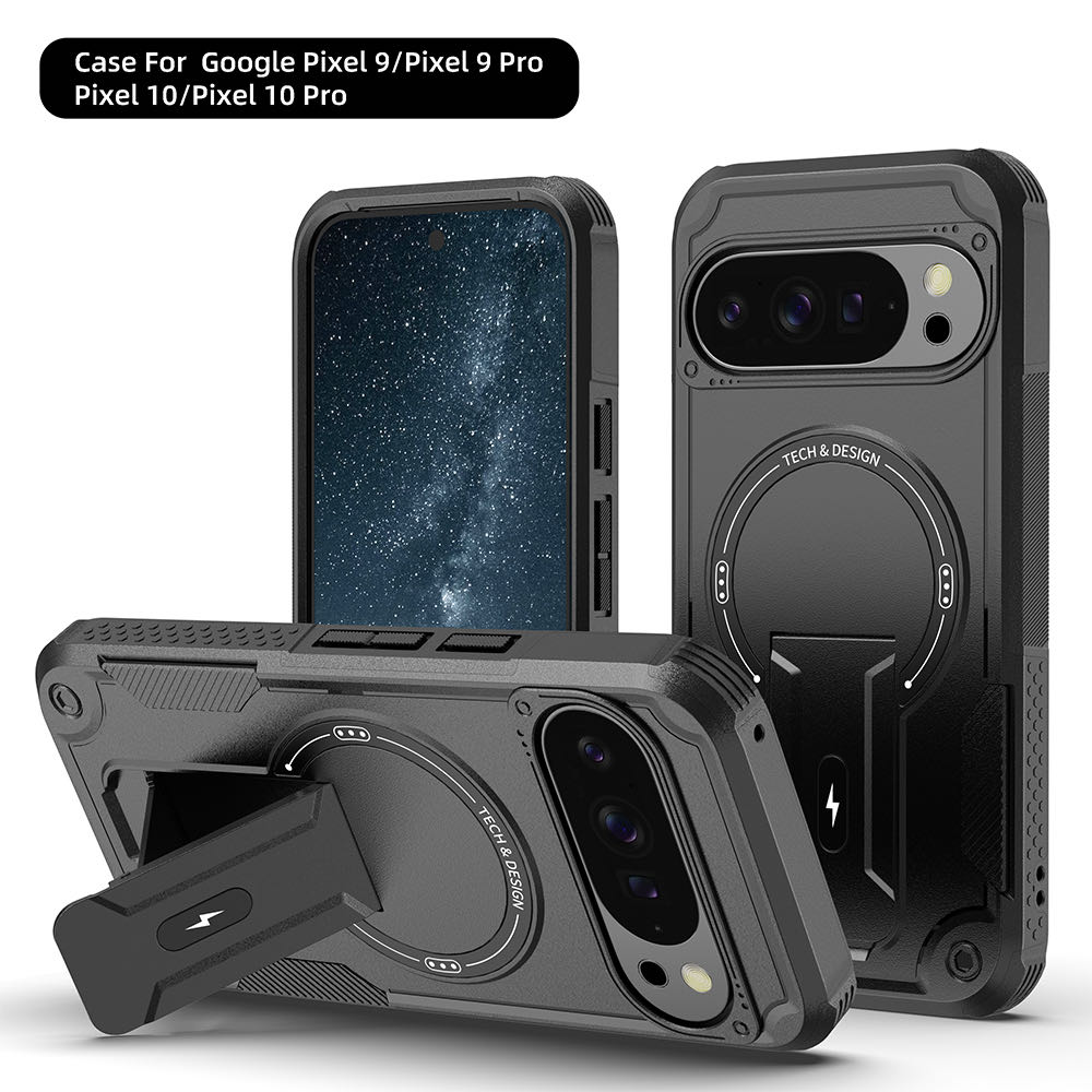 Armor Shockproof Magsafe Magnetic Protective Cover for Google Pixel 9 10 Pro Hard Folding Stand Wireless Charging Anti-fall Case