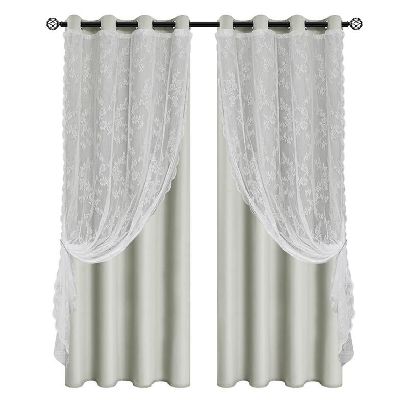 

1 шт. Двухслойная штанга для штор, затемняющая штора и кружевная сетка для штор