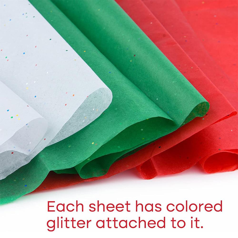 1 Set/30pcs 50x66cm Flash Tissue | White, Green & Red, for Gift, Bouquet & Craft Packaging