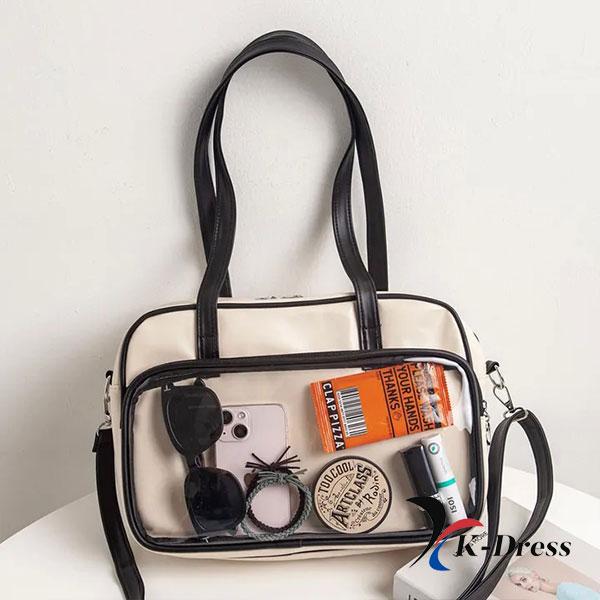 

Прозора кишенькова двостороння сумка (2 кольори) 33x23x9cm слонова кістка