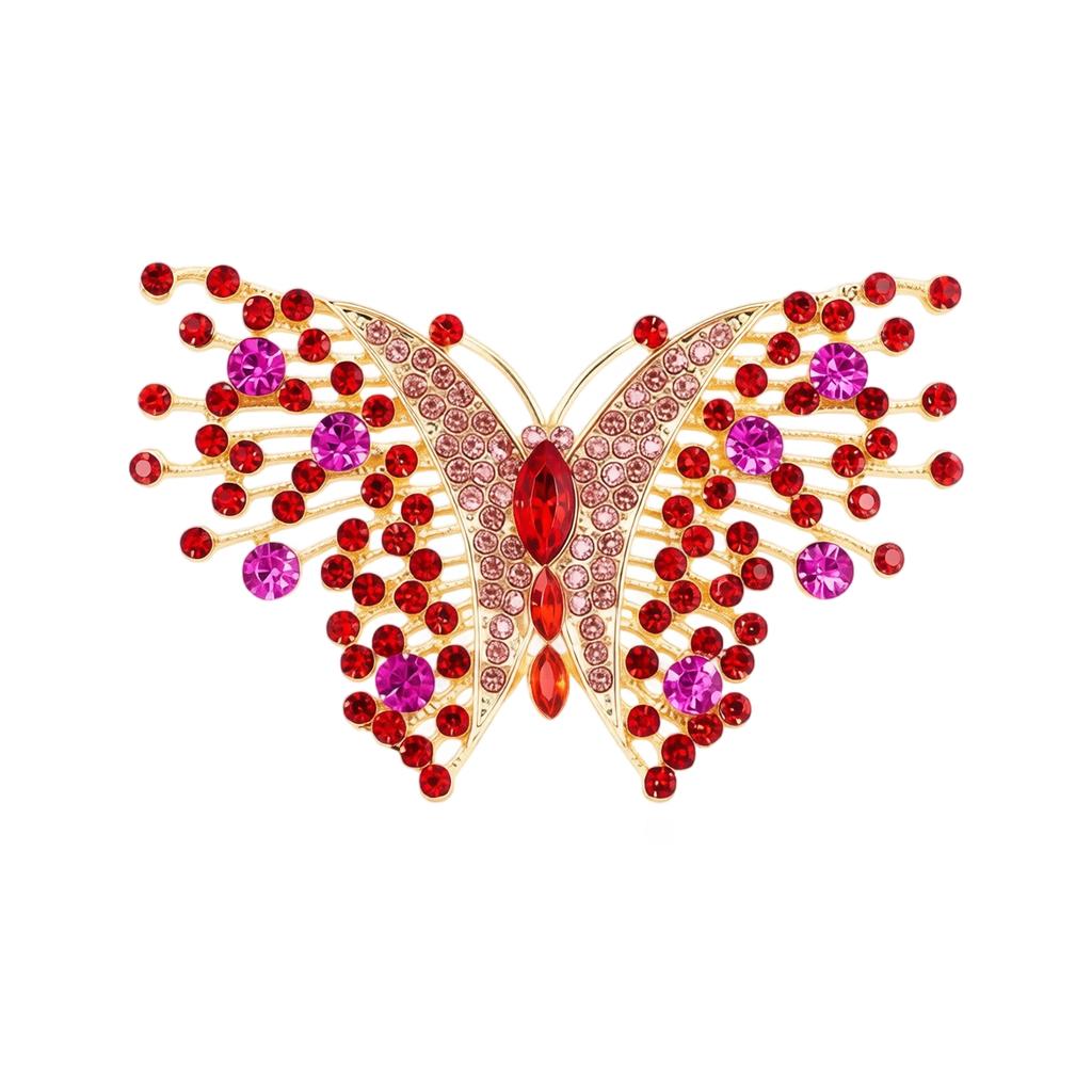 Vintage Alloy Butterfly Brooch with Crystal Accents Elegant Insect Pin Accessory for Women High-Quality Fashion Jewelry Decoration for Clothing Shoes