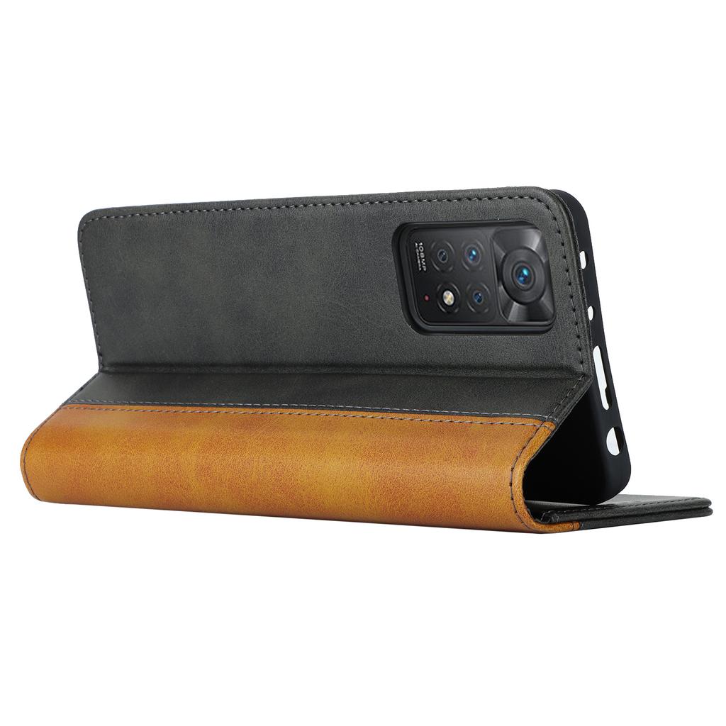 For Xiaomi Redmi Note 11 Pro Case Calf Texture 3 Card Slots Color Splicing Leather Phone Cover