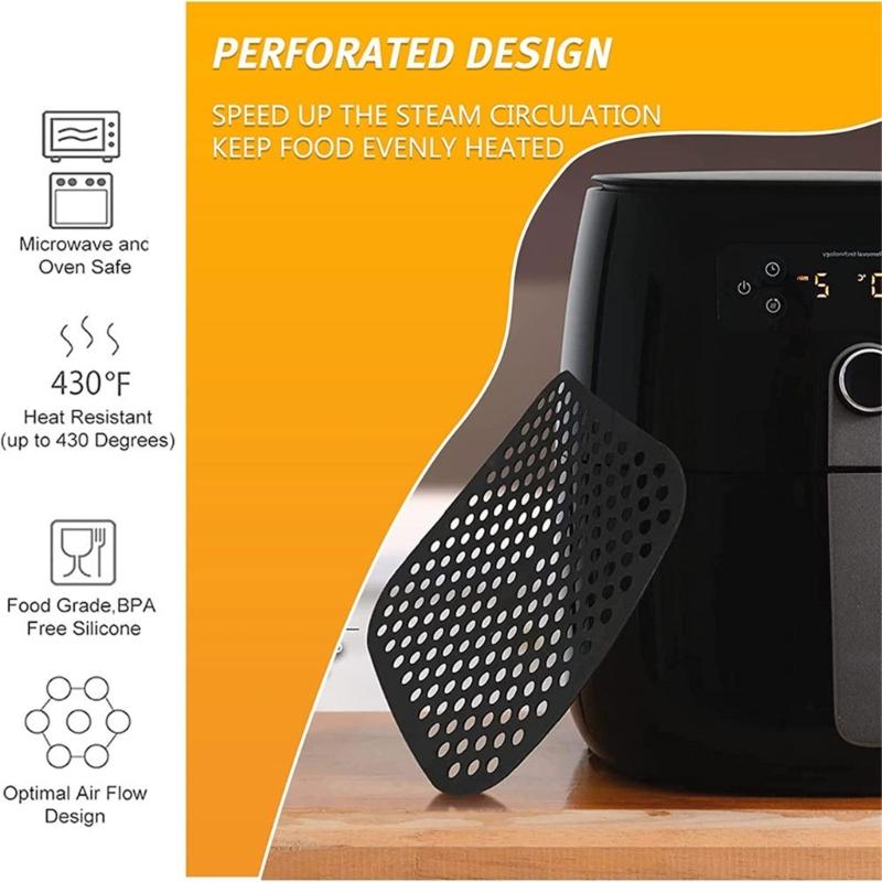 6Pcs Air Fryer Accessories Square Cake Bucket Utensils Mould Silicone Mat Cake Pan Pizza Pan Accessories for Air Fryer