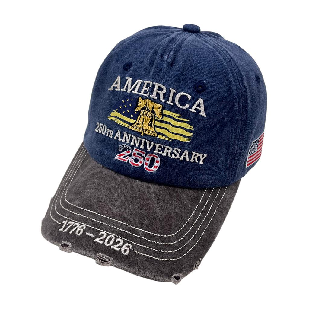 Baseball Cap Flag Embroidery 250Th Anniversary Of The Founding Of The United States Hat Washed Embroidery Sunshade Cap