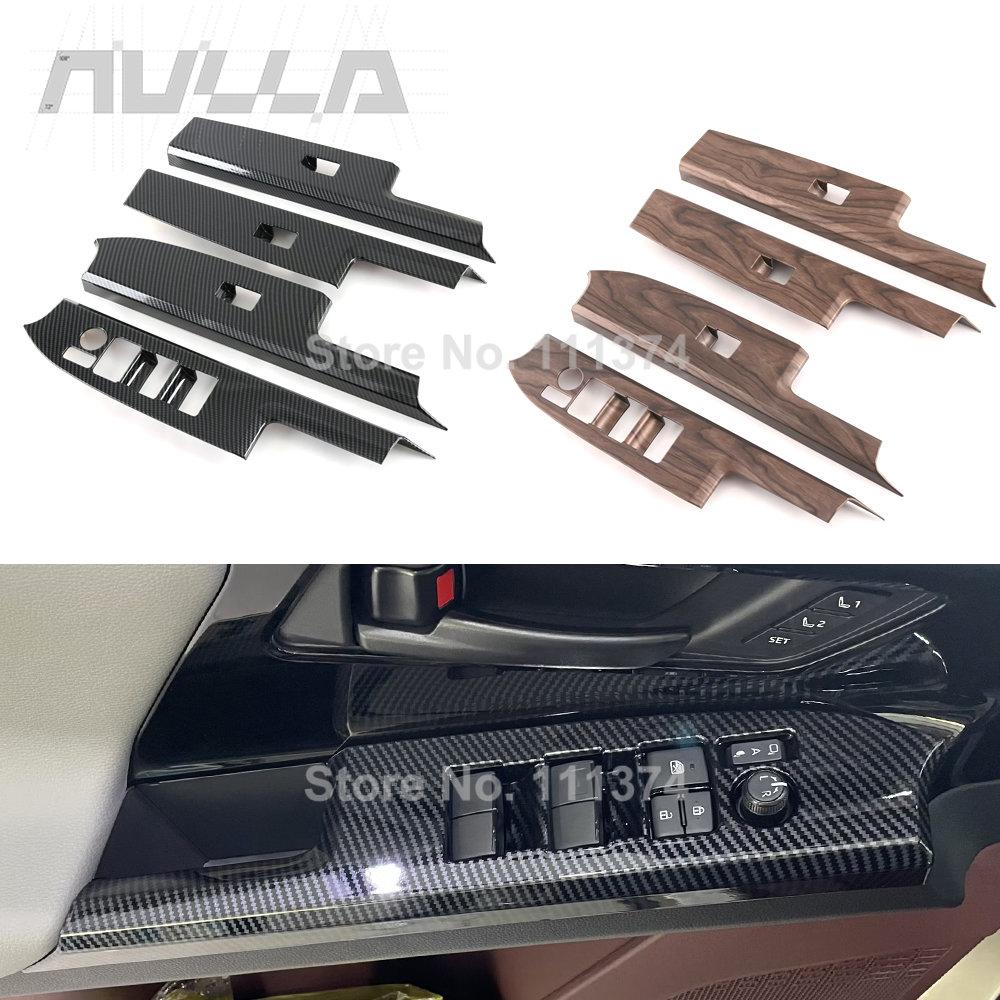 

LHD для Toyota BZ4X 2022 2023, крышка переключателя подъема окна, отделка подлокотника, карбоновое волокно, интерьер из персикового дерева