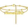 PROSTEEL Alla moda Design Manette/Testo Personalizzato Cavigliera da Donna, Cavigliera in Acciaio Inossidabile 316L, colore Argento/Oro/Nero,Basso