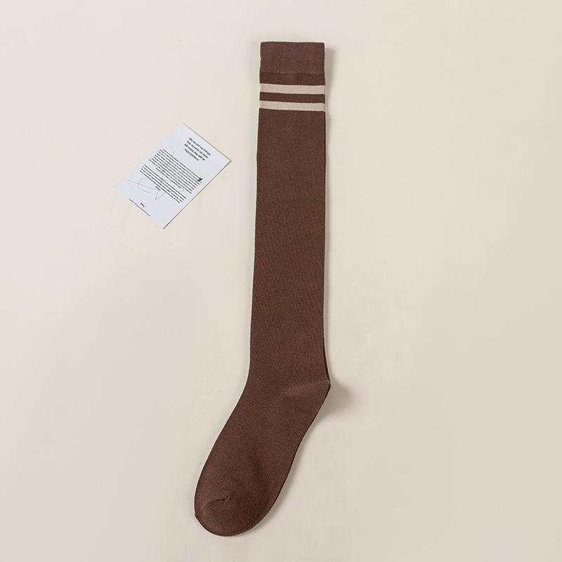 Chaussettes hautes, Chaussettes mi-mollet pour femmes, Automne et hiver Chaussettes amincissantes et embellissant les jambes légèrement compressives, Bas longs en coton à deux barres