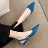 Sommer Frauen Neue Sexy Retro Einfarbig Heels PU Leder Schuhe Outdoor Bankett Party Spitze Schuhe Mode Sandalen Plus Größe 42