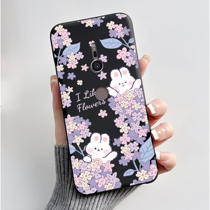 Case For sony Xperia XZ2 XZ3 Black Silicone Soft TPU Phone Case sony XZ2 XZ3 Luxury Cute Love Rabbit Funny Protective Back Cover