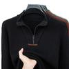 Men's Plus Size Trendy Half-Zip Wool Sweater: Autumn/Winter Fleece Pullover, Warm Casual Knit.