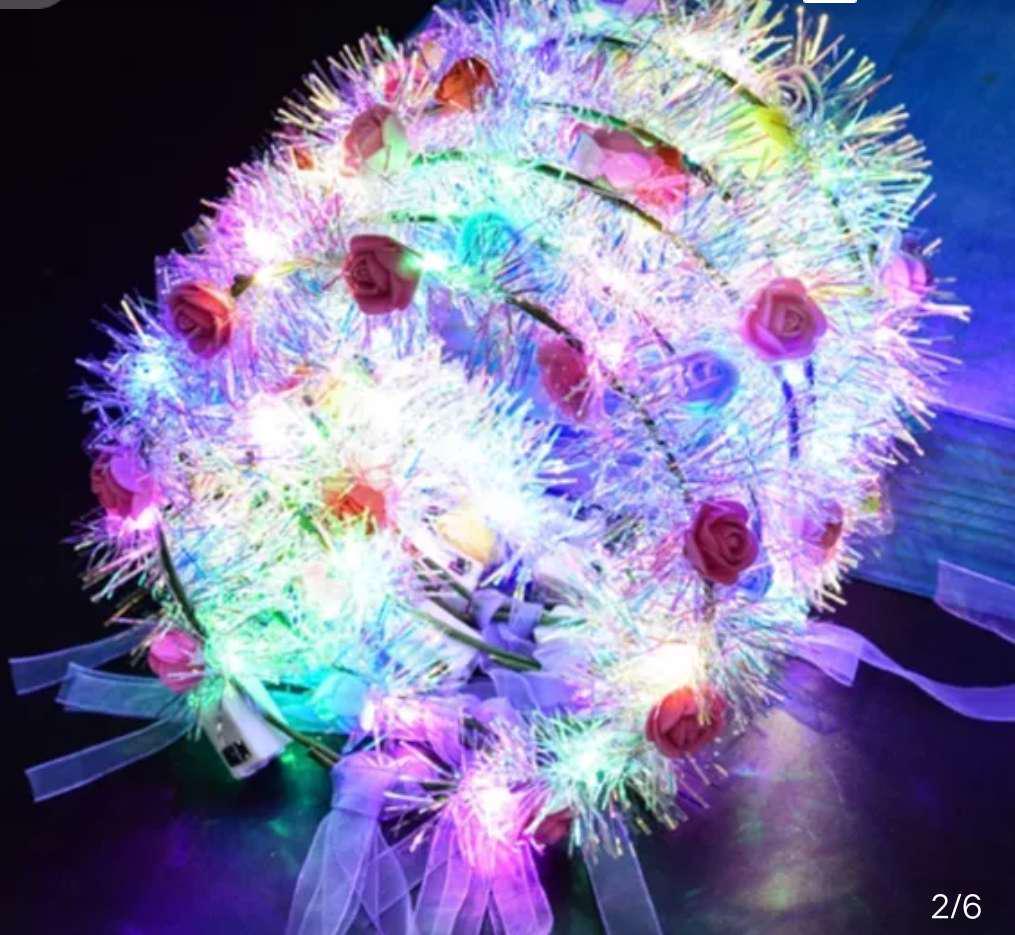 LED Luminous Flower Garland Headdress - Ten Lights, Ten Flowers, Children's Night Market Toy