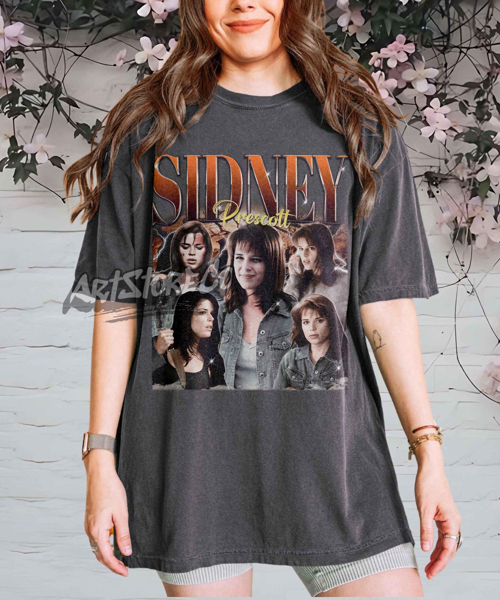 Sidney Prescott T‑Shirt, Retro Slasher Horror Movie Fan Tee M