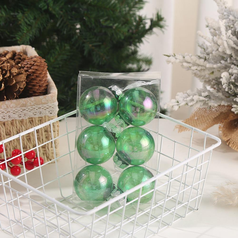 6PCS Plastic Laser Christmas Balls Pendant Small Merry Christmas Decoration Christmas Balls Set Holiday Decoration