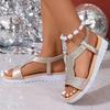 Fashion Fashion Silver Crystals Platform Sandals Women Summer Elastic Band Thick Bottom Sandles Woman 2025 Lightweight Beach Sandals
