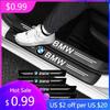 BAFV3 Car Sticker Hot For BMW 1/4/5Pcs Leather Car Door Sill Protector Carbon Fiber Sill Strip For BMW E36 E87 E92 E91 E30 E34 E53 E61