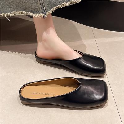 Fashion Square Toe Flats Mules Shoes Women Slippers Summer Slingback Sandals 2024 New Fashion Casual Flip Flops Zapatillas Female Slides