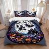 3pcs Bat Witch Pumpkin Halloween Pattern Bedding Three-Piece Set (No Fillings), Suitable for Bedrooms and Guest Rooms.N004