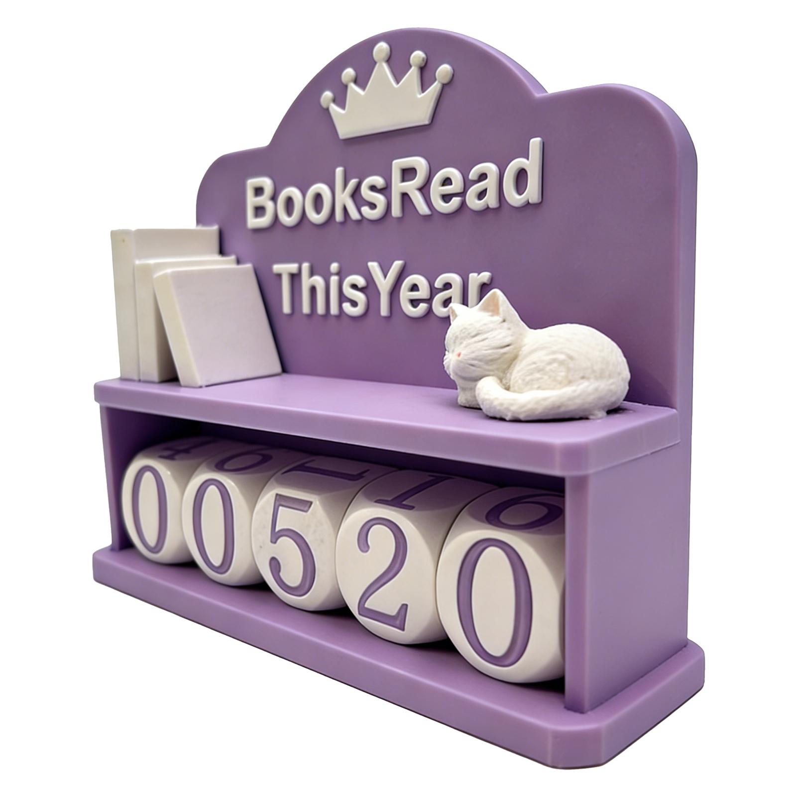 

Books Read This Year Counter Visual Reading Recording Compact Plastic Book Tracker Bookshelf Decor for Present Violet