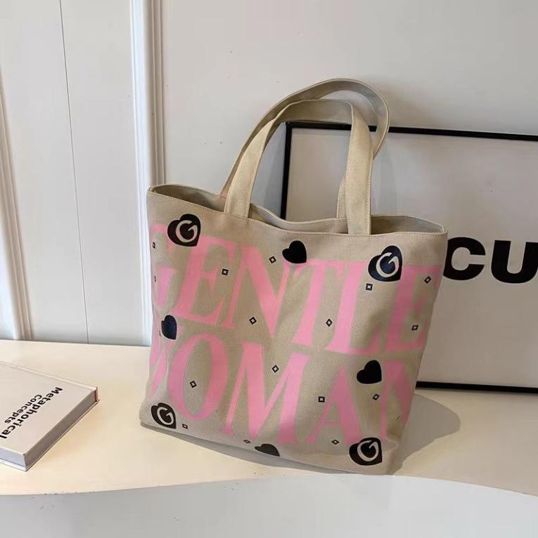 Student canvas bag, large capacity tote bag, versatile flower mommy handbag, shoulder bag, shopping bag